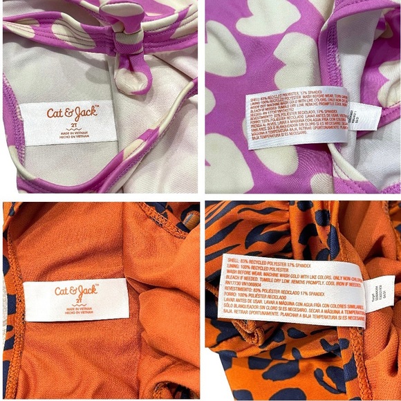 CAT & JACK | Toddler Girls One-Piece Swimsuit Duo | Heart & Animal Prints | 2T - Picture 10 of 10